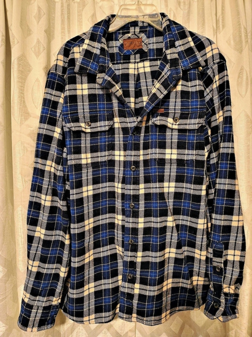 ORVIS Classic Collection Plaid Flannel Shirt Blue & Black